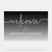 Moderne Minimale Hochzeit Willkommen Transparentes Acrylschild (Vorderseite)