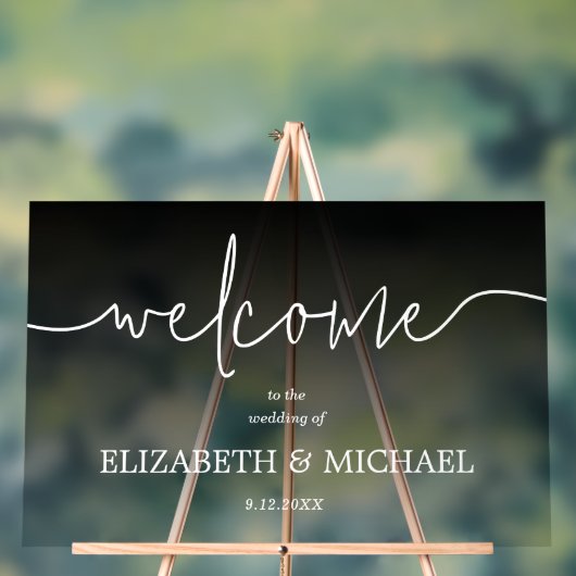 Moderne Minimale Hochzeit Willkommen Transparentes Acrylschild (Neutral)
