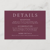 Moderne Minimale Hochzeitdetails Begleitkarte (Vorderseite)