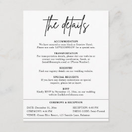 Moderne Minimale Hochzeitdetails Begleitkarte