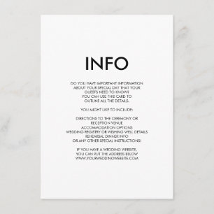Moderne minimale Hochzeitsdetails/Informationskart Begleitkarte