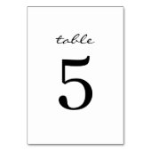 Moderne Minimale Hochzeitskarten für Tischnummern (Vorderseite)