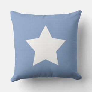 Moderne minimale Initialen Stern Blau weiß Kissen