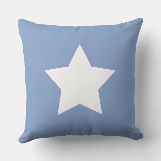Moderne minimale Initialen Stern Blau weiß Kissen (Rückseite)