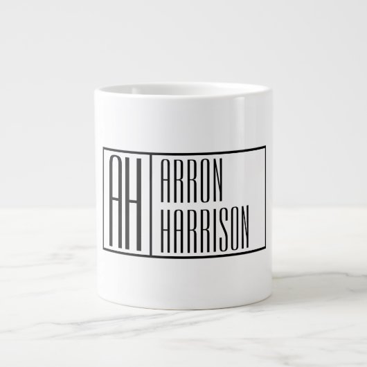 Moderne Minimale Initialen und Logo-Namen Jumbo-Tasse (Vorderseite)