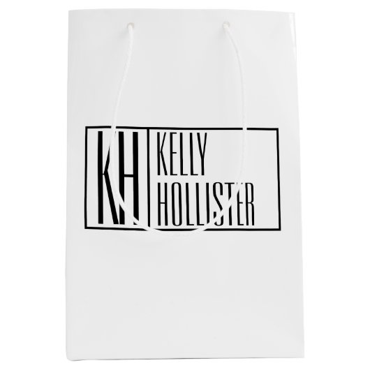 Moderne Minimale Initialen und Logo-Namen Mittlere Geschenktüte (Vorderseite)