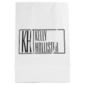 Moderne Minimale Initialen und Logo-Namen Mittlere Geschenktüte (Rückseite)