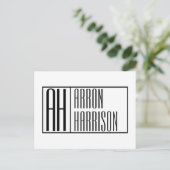 Moderne Minimale Initialen und Logo-Namen Postkarte (Stehend Vorderseite)