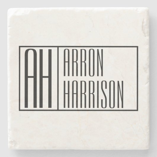 Moderne Minimale Initialen und Logo-Namen Steinuntersetzer (Vorderseite)