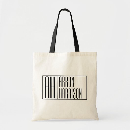 Moderne Minimale Initialen und Logo-Namen Tragetasche (Vorne)