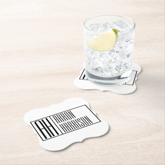 Moderne Minimale Initialen und Logo-Namen Untersetzer (Vor Ort)