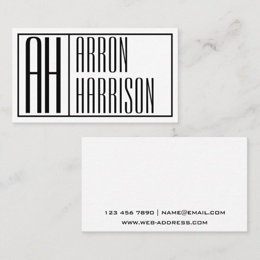 Moderne Minimale Initialen und Logo-Namen Visitenkarte (Vorne/Hinten)