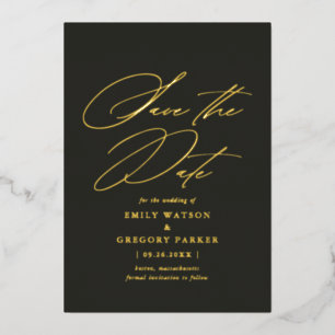 Moderne Minimale Kalligrafie-Hochzeit rettet das D Folieneinladung