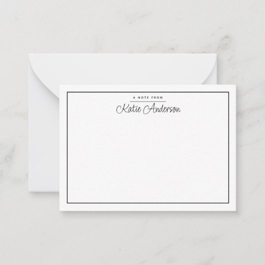 Moderne minimale, kursive Script Black Note Card Mitteilungskarte (Vorderseite)