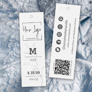 Moderne minimale Leaf Social QR Garment Preis Tags
