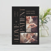Moderne Minimale Liebe ist Rose Gold Foto Save The Date (Stehend Vorderseite)