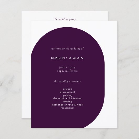 Moderne minimale Lila geometrische Hochzeit (Vorne/Hinten)