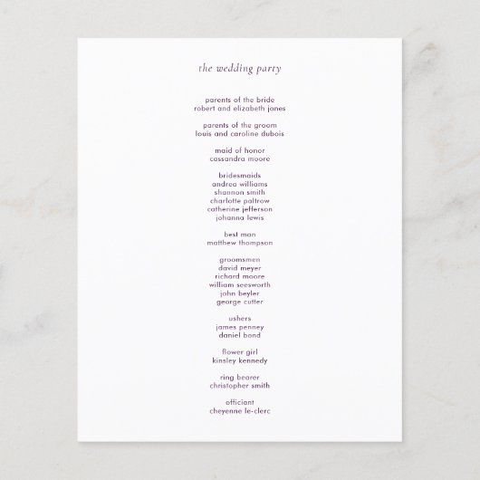 Moderne minimale Lila geometrische Hochzeit (Rückseite)