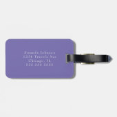 Moderne minimale Lila Mit Monogramm Initialen Gepäckanhänger (Rückseite horizontal)