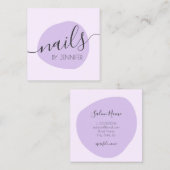 Moderne, minimale lila Nägel Quadratische Visitenkarte (Vorne/Hinten)