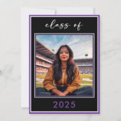 Moderne minimale Lila Skriptabschlusspartei Einladung (Rückseite)