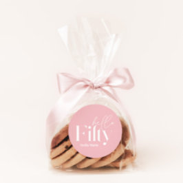 Moderne minimale mädchenhafte rosa einfach 50. Geb Runder Aufkleber