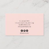 Moderne minimale Marmor-Rose Gold-Wimpern-Erweiter Visitenkarte (Rückseite)