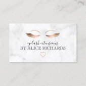 Moderne minimale Marmor-Rose Gold-Wimpern-Erweiter Visitenkarte (Vorderseite)