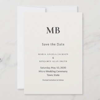 Moderne Minimale Mikro-Hochzeit Save the Date