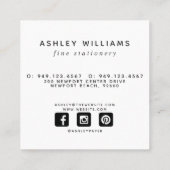 Moderne minimale Millenniums-Blush Pink Social Med Quadratische Visitenkarte (Rückseite)