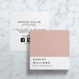 Moderne minimale Millenniums-Blush Pink Social Med Quadratische Visitenkarte