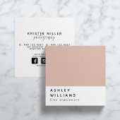 Moderne minimale Millenniums-Blush Pink Social Med Quadratische Visitenkarte