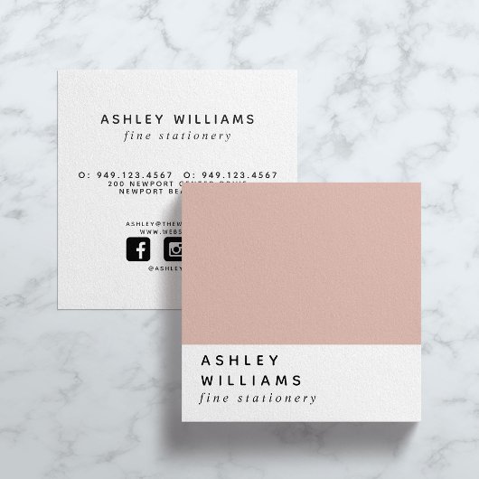 Moderne minimale Millenniums-Blush Pink Social Med Quadratische Visitenkarte