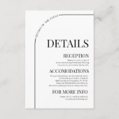 Moderne minimale Minimalistische Arch Wedding Deta Begleitkarte (Vorderseite)