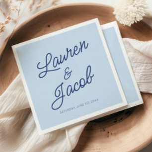 Moderne Minimale Minimalistische Blaue Hochzeit Serviette