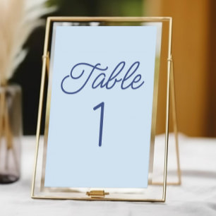 Moderne Minimale Minimalistische Blaue Hochzeit Tischnummer