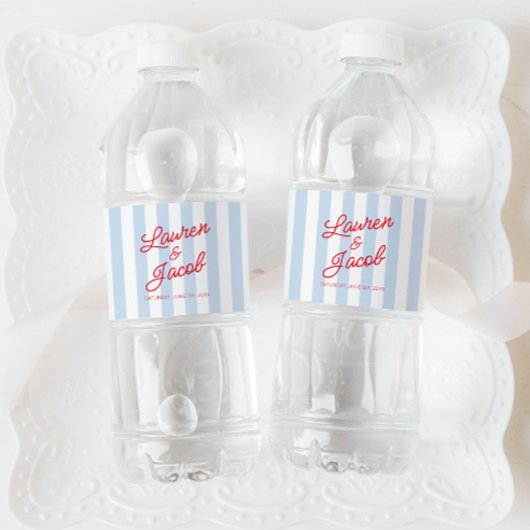 Moderne Minimale Minimalistische Blaue Streifen Ro Wasserflaschenetikett