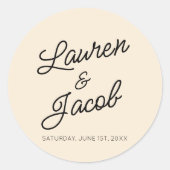 Moderne minimale Minimalistische Champagnerhochzei Runder Aufkleber (Vorderseite)