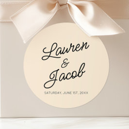 Moderne minimale Minimalistische Champagnerhochzei Runder Aufkleber