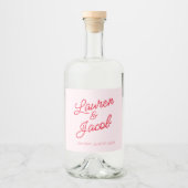 Moderne Minimale Minimalistische Rosa- und Rothals Alkoholflaschenetikett (Vorderseite)