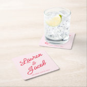 Moderne Minimale Minimalistische Rosa- und Rothals Rechteckiger Pappuntersetzer (Vor Ort)