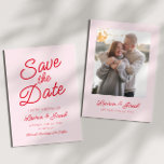 Moderne Minimale Minimalistische Rosa- und Rothals Save The Date<br><div class="desc">Dies ist eine moderne minimale Minimalistische rosa und rote Hochzeit Speichern Sie die Date Card!</div>