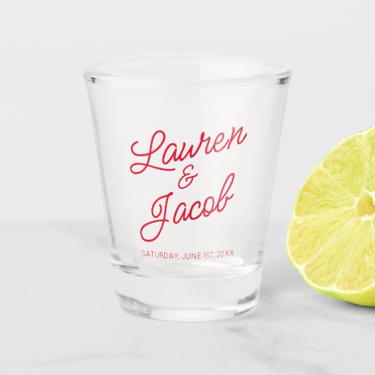 Moderne Minimale Minimalistische Rosa- und Rothals Schnapsglas (Vorderseite)