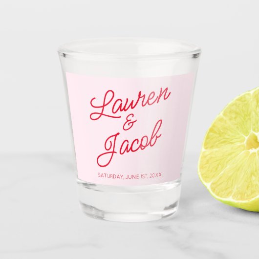 Moderne Minimale Minimalistische Rosa- und Rothals Schnapsglas (Vorderseite)