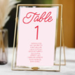 Moderne Minimale Minimalistische Rosa- und Rothals Tischnummer<br><div class="desc">Dies ist eine moderne Minimal Minimalistische Rosa und Rote Hochzeit Tischnummer mit Namen!</div>
