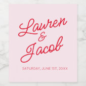 Moderne Minimale Minimalistische Rosa- und Rothals Weinetikett (Einzelnes Label)