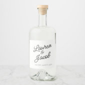 Moderne minimale Minimalistische Schwarz-weiße Hoc Alkoholflaschenetikett (Vorderseite)