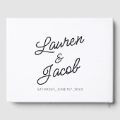 Moderne minimale Minimalistische Schwarz-weiße Hoc Gästebuch (Rückseite)