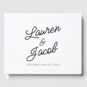 Moderne minimale Minimalistische Schwarz-weiße Hoc Gästebuch (Vorderseite)