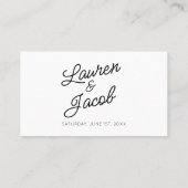 Moderne minimale Minimalistische Schwarz-weiße Hoc Platzkarte (Rückseite)